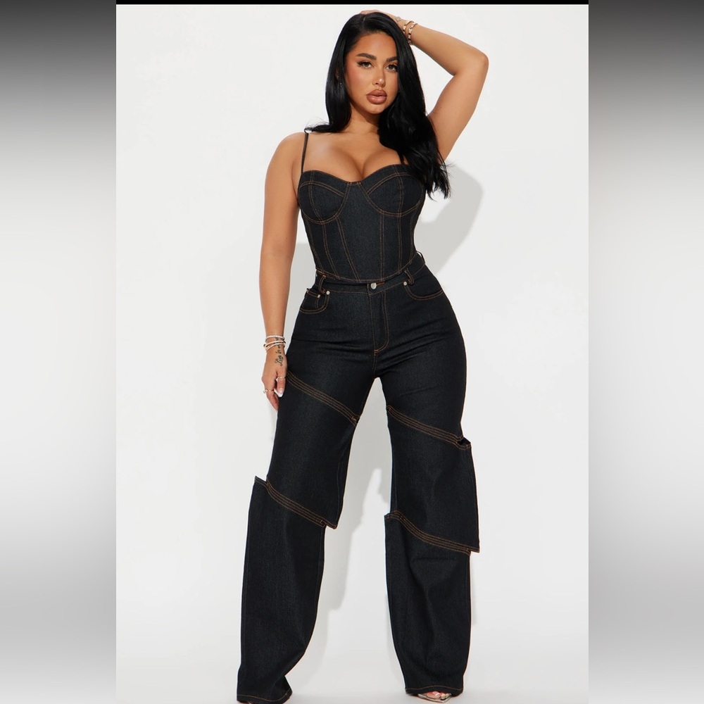 2 piece denim pants set